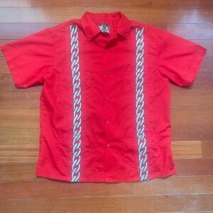 Vibrant Red Men's Chain Design Shirt